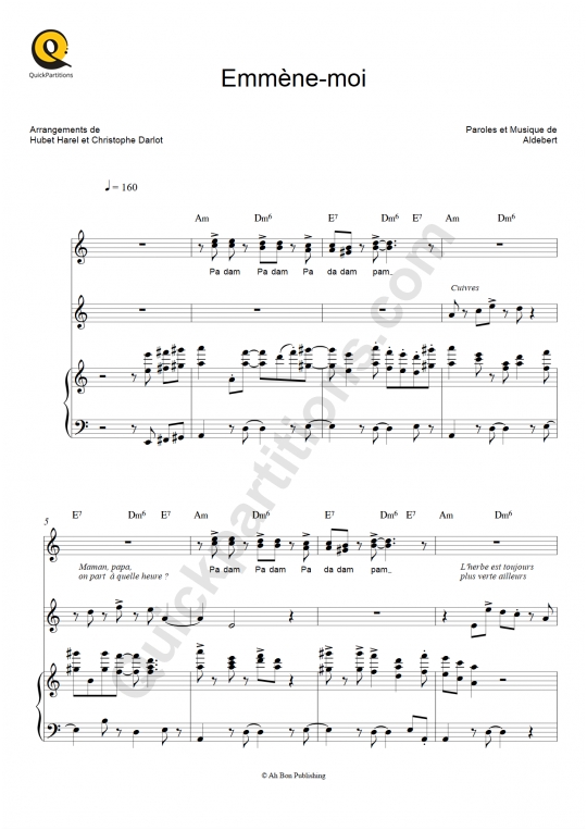 Partition piano Emmène-moi - Aldebert