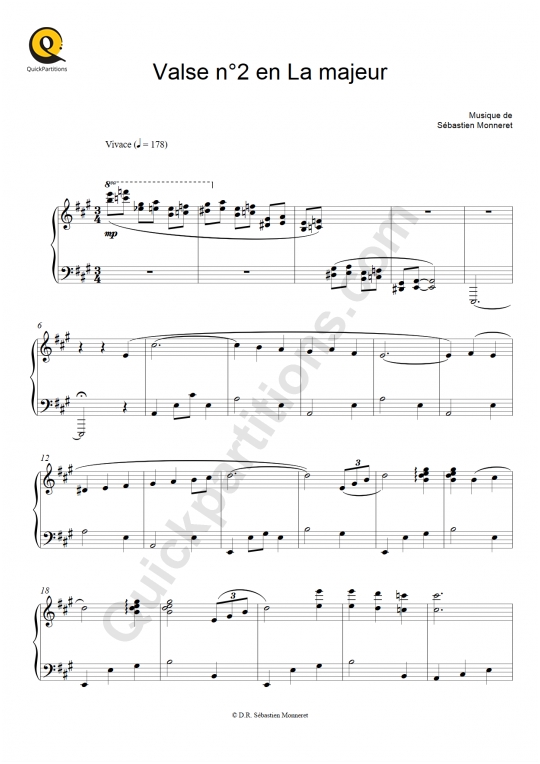 Partition piano Valse N°2 en La majeur - Haley Myles