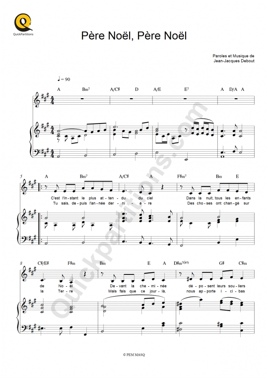 Partition piano Père Noël, Père Noël - Chantal Goya