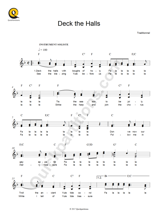 Deck the Halls Leadsheet Sheet Music - Noël