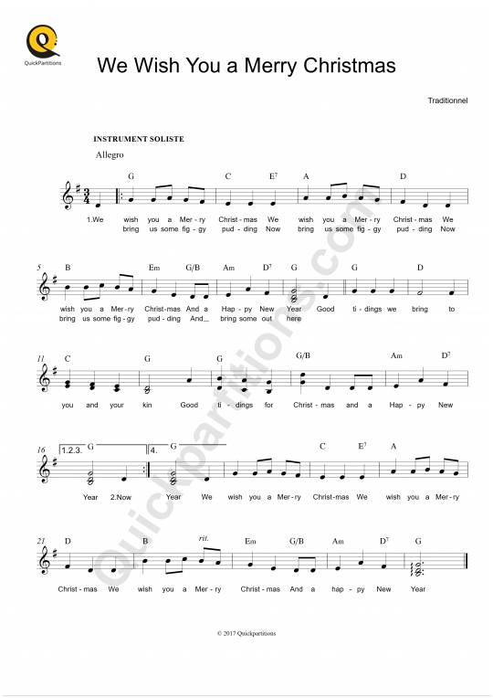 We Wish You a Merry Christmas Leadsheet Sheet Music - Noël