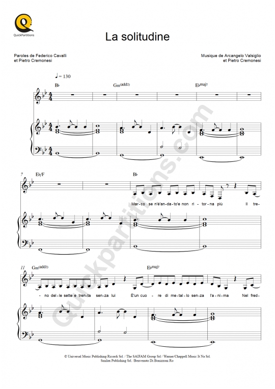 La solitudine Piano Sheet Music - Laura Pausini