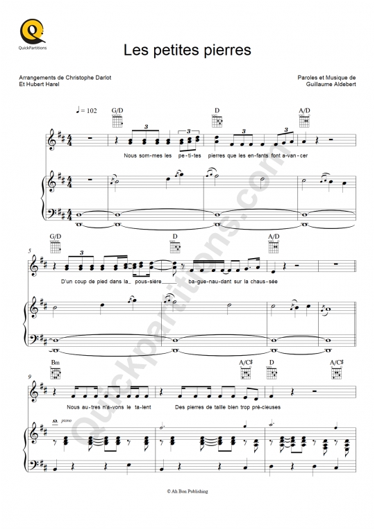 Les petites pierres Piano Sheet Music - Aldebert