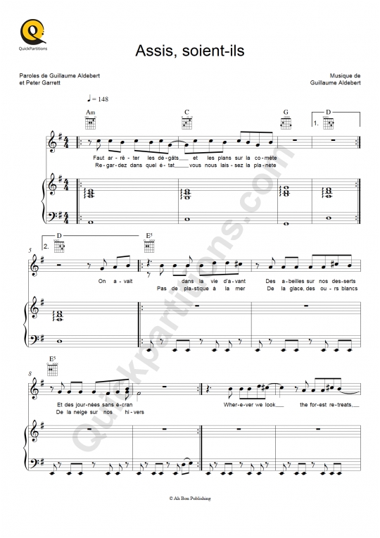 Assis, soient-ils Piano Sheet Music - Aldebert