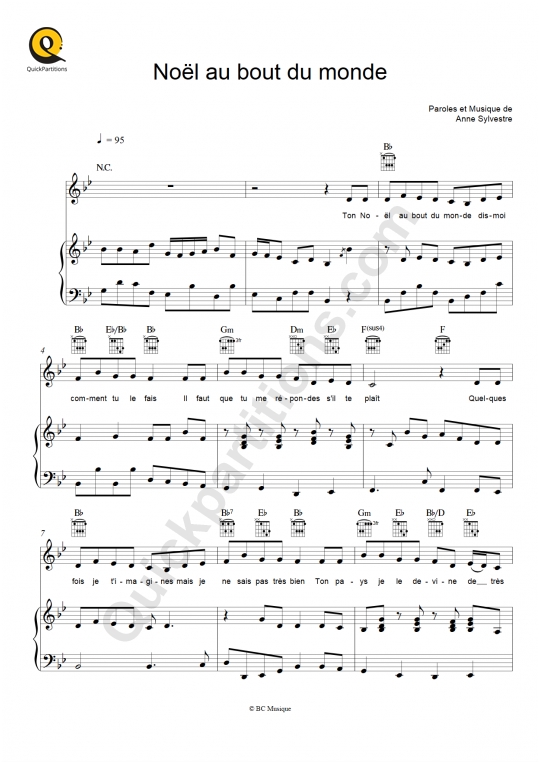 Partition piano Noël au bout du monde - Les Fabulettes d'Anne Sylvestre