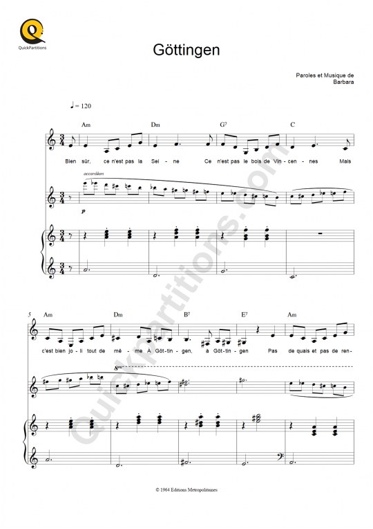 Göttingen Piano Sheet Music - Barbara