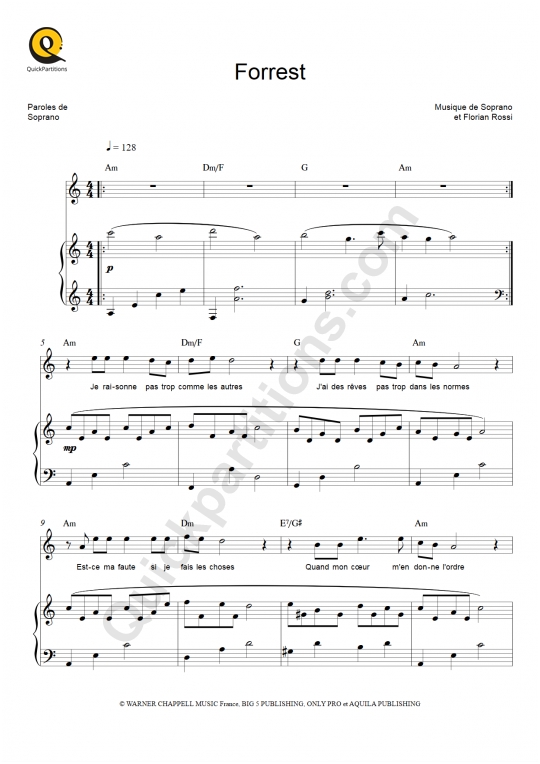 Forrest Piano Sheet Music - Soprano