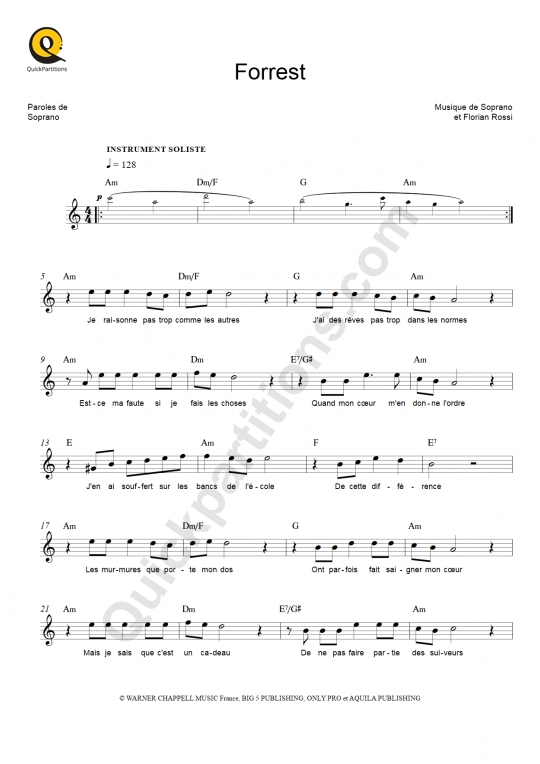 Partition pour Instruments Solistes Forrest - Soprano