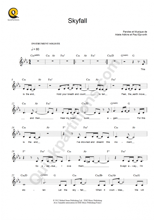 Partition pour Instruments Solistes Skyfall - Adele