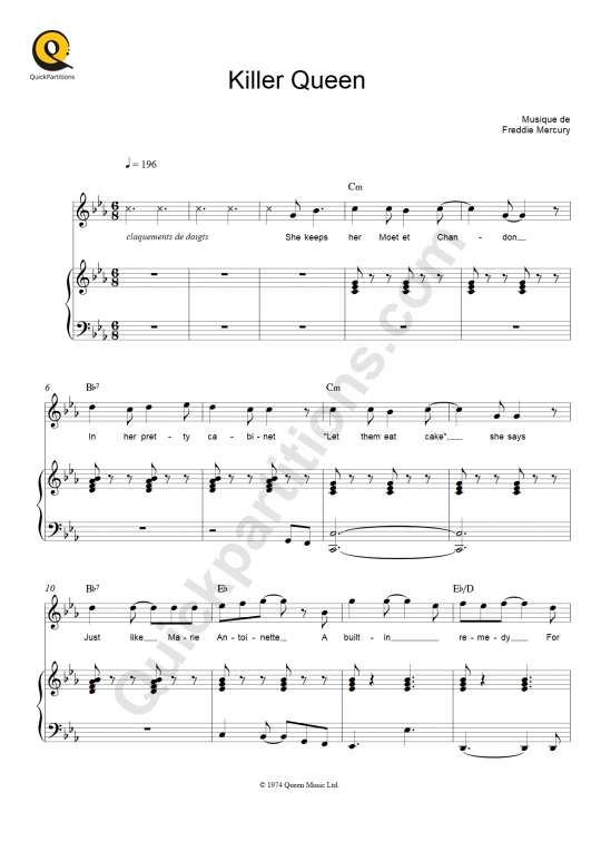 Killer Queen  Piano Sheet Music - Queen