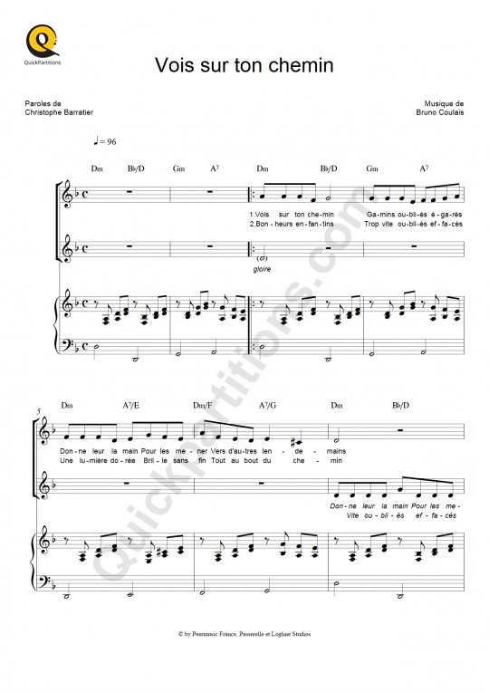 Vois sur ton chemin Choir Sheet Music - Les Choristes