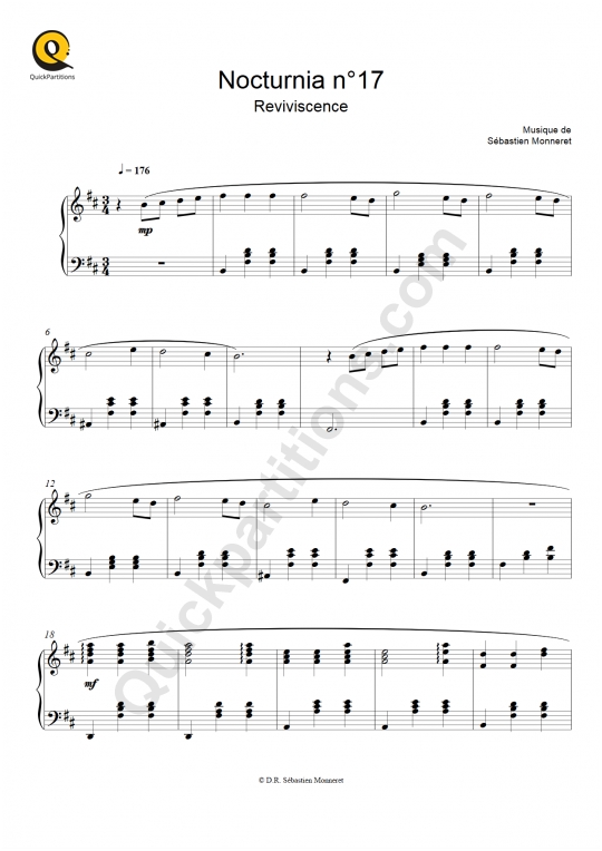 Nocturnia n°17 Piano Sheet Music - Sébastien MONNERET
