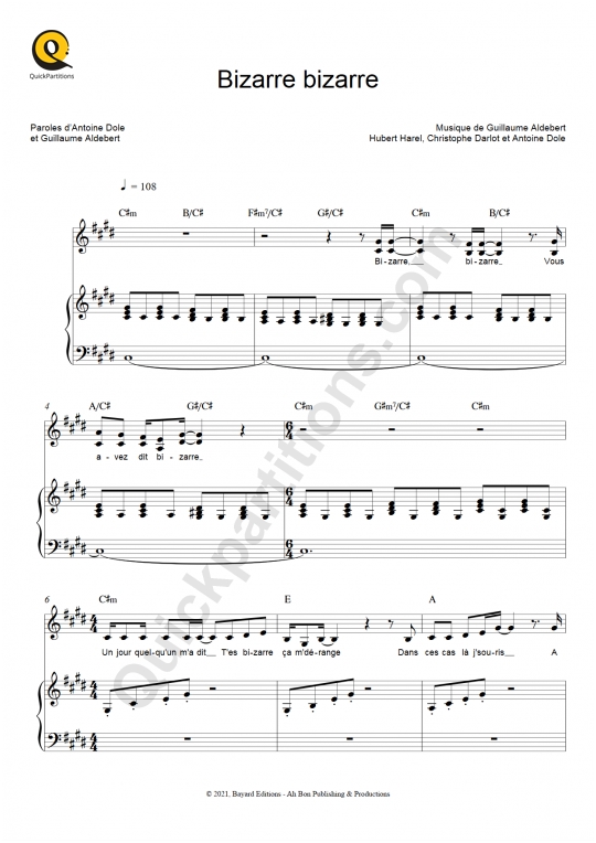 Partition piano Bizarre bizarre - Mortelle Adèle