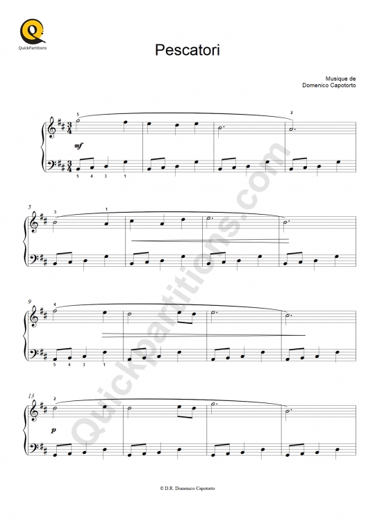 Pescatori Piano Sheet Music - Domenico Capotorto