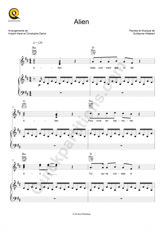 Alien Piano Sheet Music - Aldebert