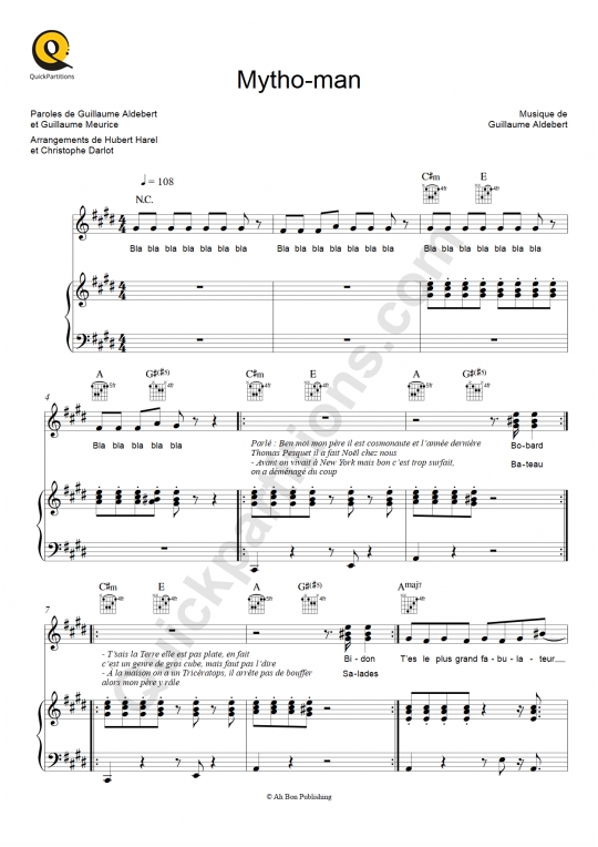 Mytho-man Piano Sheet Music - Aldebert