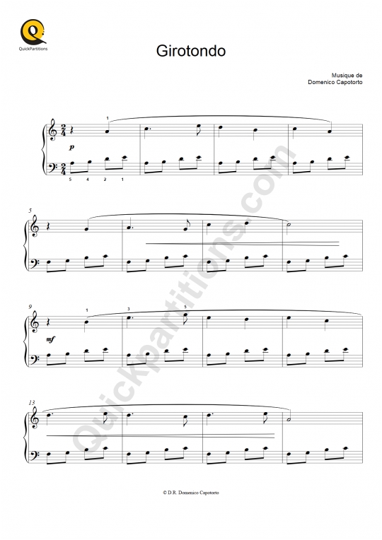 Girotondo Piano Solo Sheet Music from Domenico Capotorto