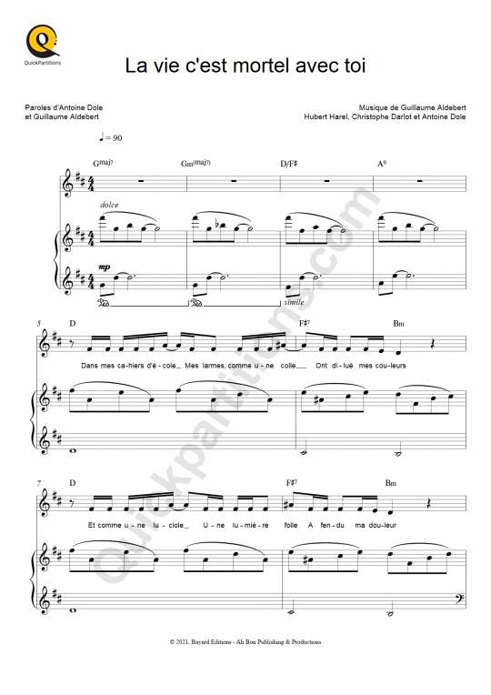 Partition piano La vie c'est mortel avec toi - Mortelle Adèle