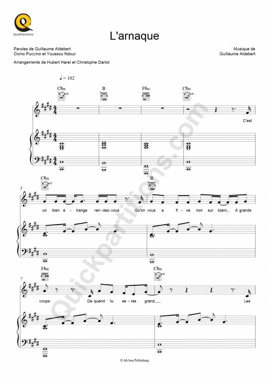 L'arnaque Piano Sheet Music - Aldebert