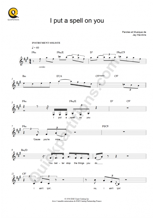 Partition pour Instruments Solistes I Put A Spell On You - Nina Simone
