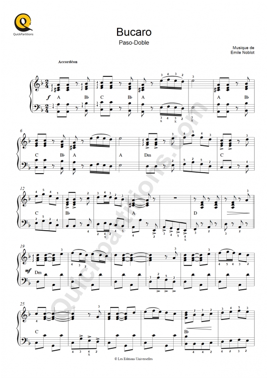 Partition accordéon Bucaro - Emile Carrara