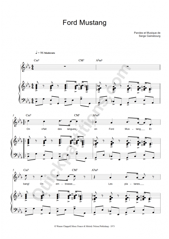 partition piano gainsbourg pdf
