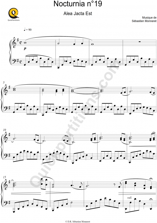 Nocturnia n°19 Piano Sheet Music - Sébastien MONNERET
