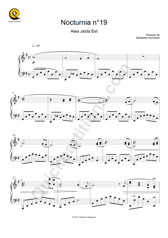 Nocturnia n°19 Piano Sheet Music - Sébastien MONNERET