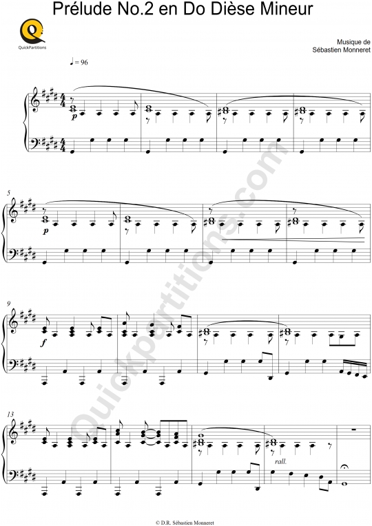 Partition piano Prélude N°2 en Do Dièse Mineur  - Haley Myles
