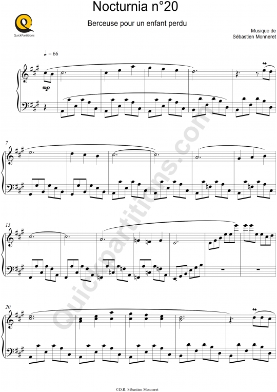 Partition piano Nocturnia n°20  - Sébastien MONNERET
