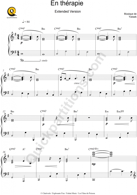 En thérapie  Piano Sheet Music - Yuksek