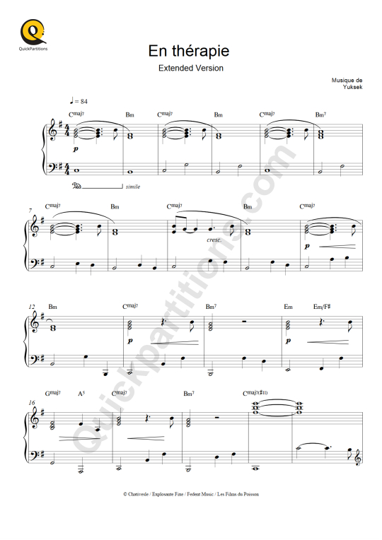 En thérapie  Piano Sheet Music - Yuksek
