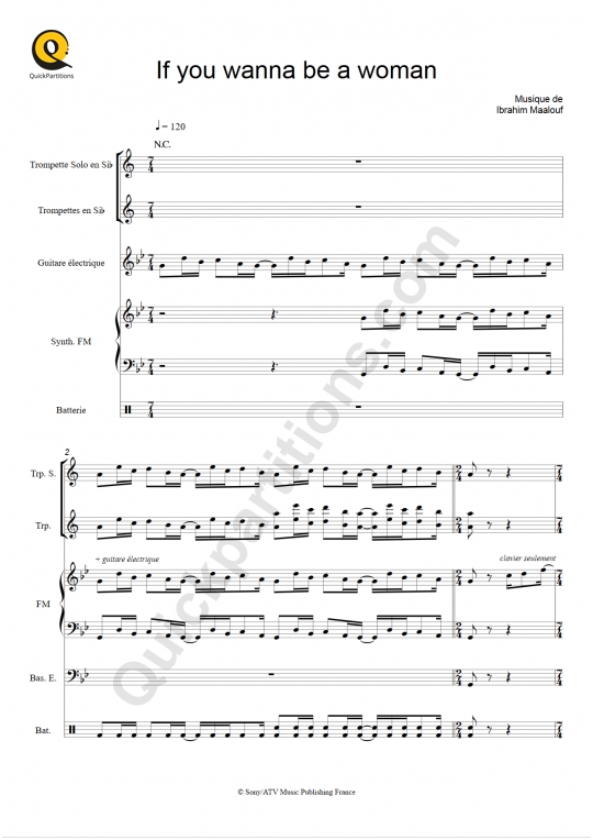 Partition full score If you wanna be a woman - Ibrahim Maalouf