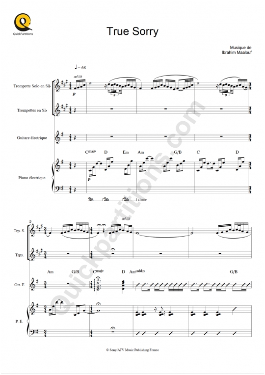 Partition full score True Sorry - Ibrahim Maalouf