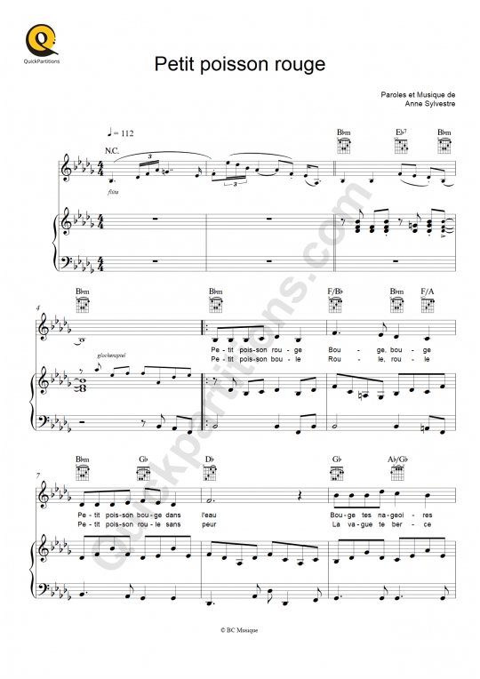 Petit poisson rouge Piano Sheet Music - Les Fabulettes d'Anne Sylvestre