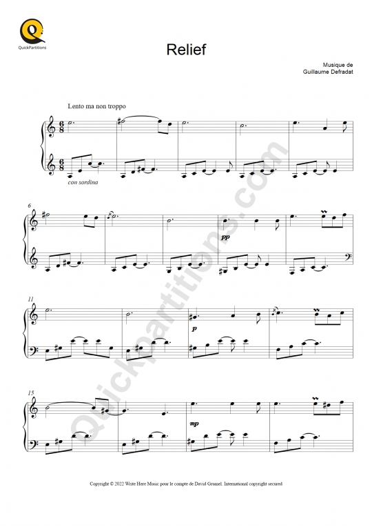 Relief Piano Sheet Music - Guillaume Defradat