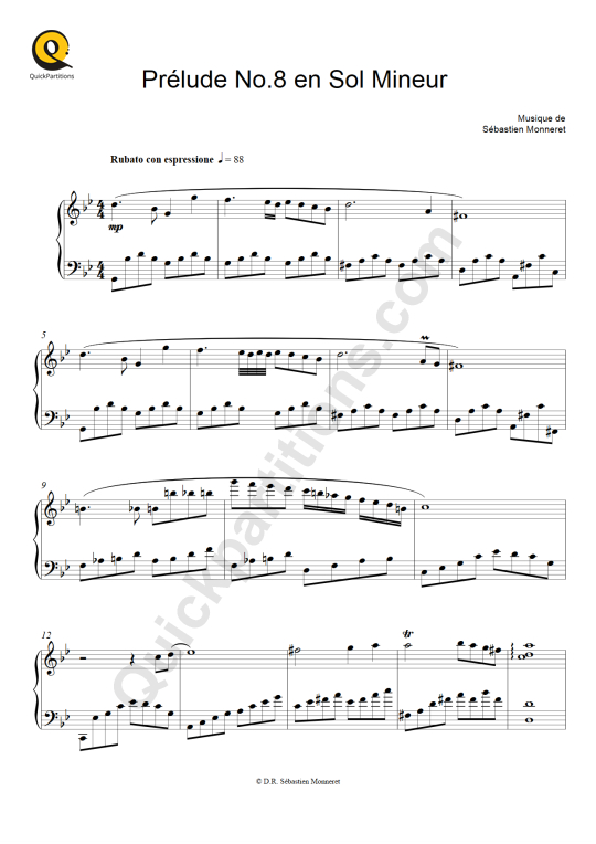 Prélude N°8 en Sol Mineur  Piano Sheet Music - Haley Myles