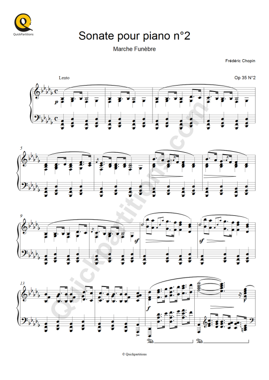 Partition piano Marche Funèbre - Frédéric Chopin