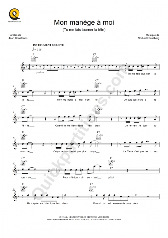 Mon manège à moi Leadsheet Sheet Music from Edith Piaf