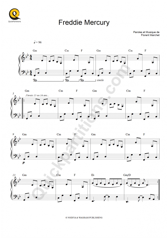 Freddie Mercury Piano Sheet Music from Florent Marchet