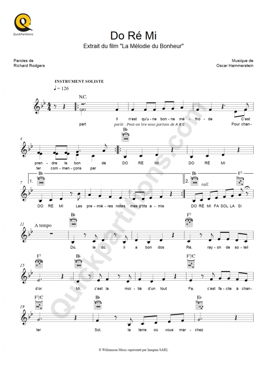 Partition pour Instruments Solistes Do Ré Mi - Julie Andrews