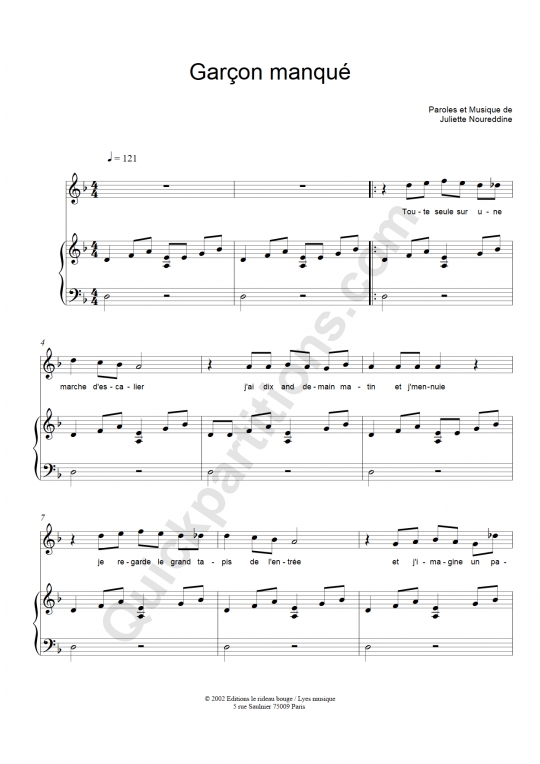 Partition piano Garçon manqué - Juliette