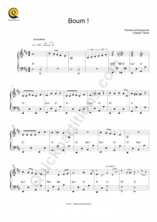 Boum ! Accordion Sheet Music - Charles Trenet