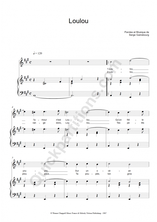 Loulou Piano Sheet Music - Régine