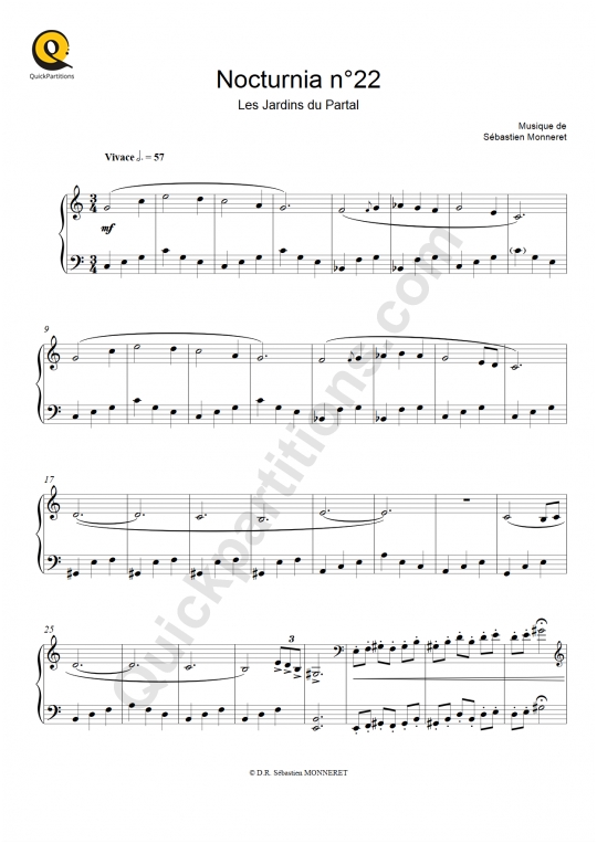 Nocturnia n°22 Piano Sheet Music - Sébastien MONNERET
