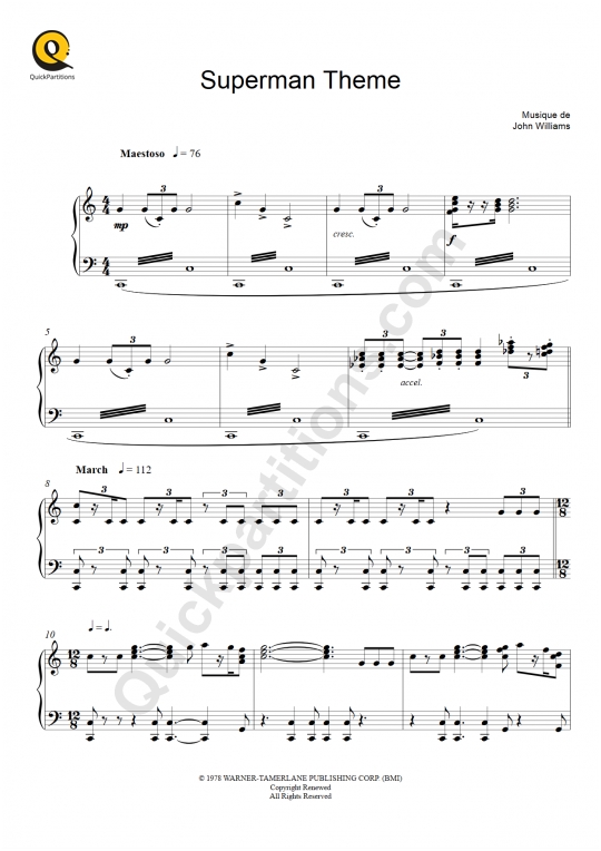Superman Theme Piano Sheet Music - John Williams