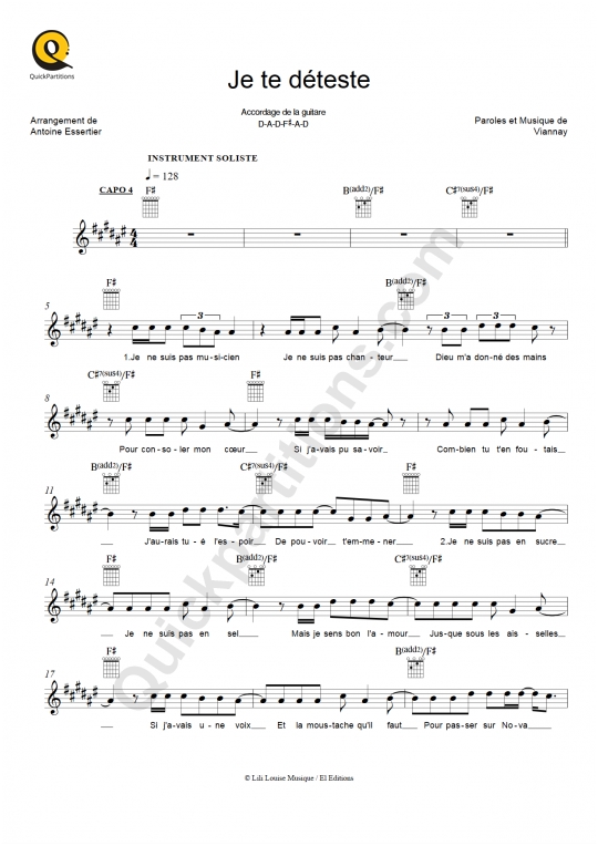 Vianney Partitions musicales à imprimer Mondial de la partition numérique