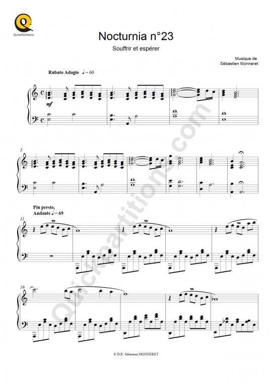 Partition piano Nocturnia n°23 - Sébastien MONNERET
