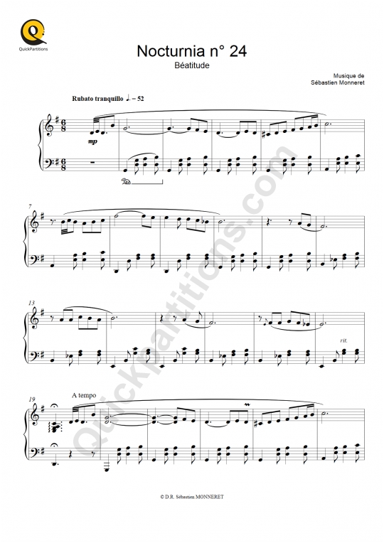 Partition piano Nocturnia n°24 - Sébastien MONNERET