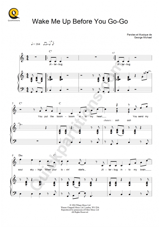 Wake Me Up Before You Go-Go Piano Sheet Music - Wham!